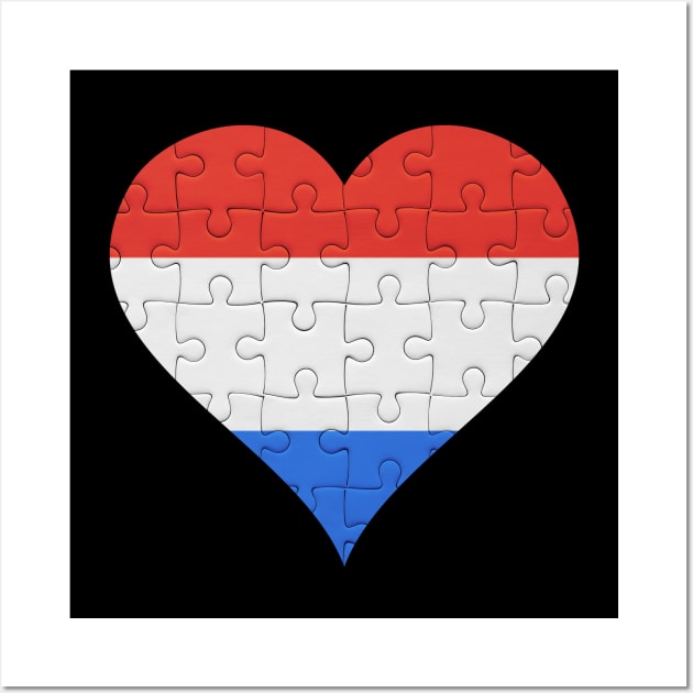 Dutch Jigsaw Puzzle Heart Design - Gift for Dutch With Netherlands Roots Wall Art by Country Flags